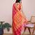 Pink woven checkered striped cotton silk kota doria saree with blouse