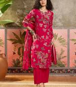 Rani printed kurta with trousers & dupatta set