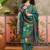 Teal blue printed kurta with trousers & dupatta set