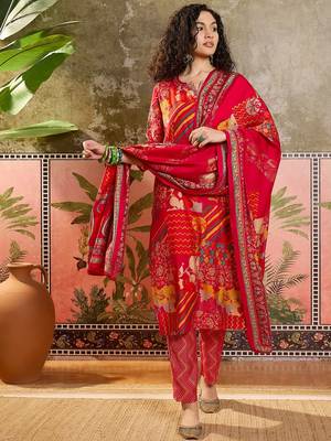 Rani printed kurta with trousers & dupatta set 1