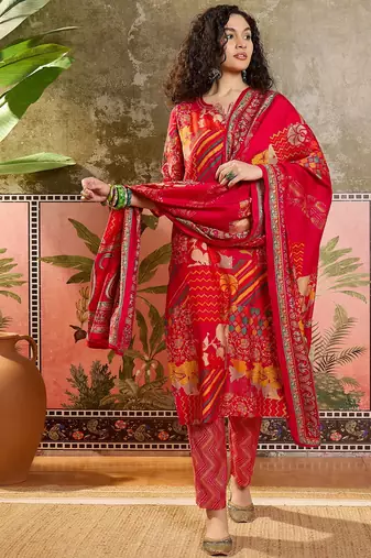 Rani printed kurta with trousers & dupatta set