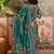 Teal blue printed kurta with trousers & dupatta set