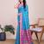 Sky blue woven checkered striped cotton silk kota doria saree with blouse