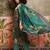 Teal blue printed kurta with trousers & dupatta set