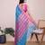 Sky blue woven checkered striped cotton silk kota doria saree with blouse