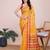 Yellow woven checkered striped cotton silk kota doria saree with blouse
