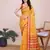Yellow woven checkered striped cotton silk kota doria saree with blouse