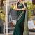 Dark green printed woven cotton silk bandhani saree with blouse