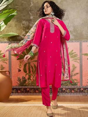 Rani plain kurta with trousers & dupatta set 1