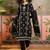 Black printed kurta with trousers & dupatta set