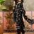 Black printed kurta with trousers & dupatta set