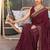 Maroon printed woven cotton silk bandhani saree with blouse