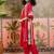 Red plain kurta with trousers & dupatta set