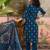 Teal blue printed kurta with trousers & dupatta set