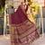 Maroon printed woven cotton silk bandhani saree with blouse
