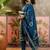 Teal blue printed kurta with trousers & dupatta set