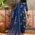 Teal blue printed kurta with trousers & dupatta set