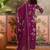 Wine printed kurta with trousers & dupatta set