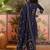 Blue printed kurta with trousers & dupatta set