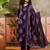 Purple printed kurta with trousers & dupatta set