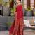 Red printed woven cotton silk bandhani saree with blouse