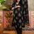 Black printed kurta with trousers & dupatta set