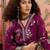 Wine printed kurta with trousers & dupatta set