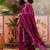 Wine printed kurta with trousers & dupatta set