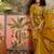 Mustard printed kurta with trousers & dupatta set