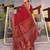 Red printed woven cotton silk bandhani saree with blouse