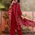 Red printed kurta with trousers & dupatta set