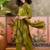 Green printed kurta with trousers & dupatta set