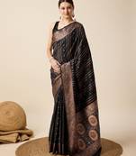 Black woven embellished self design pure silk kanjivaram saree with blouse