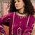 Wine printed kurta with trousers & dupatta set