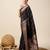 Black woven embellished self design pure silk kanjivaram saree with blouse