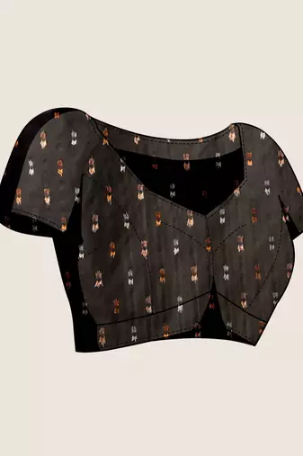 Black woven embellished self design pure silk kanjivaram saree with blouse