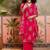 Pink printed kurta with trousers & dupatta set