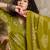 Green printed kurta with trousers & dupatta set