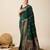 Green woven embellished self design pure silk kanjivaram saree with blouse