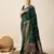 Green woven embellished self design pure silk kanjivaram saree with blouse