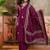 Wine printed kurta with trousers & dupatta set