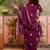 Wine printed kurta with trousers & dupatta set