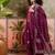 Wine printed kurta with trousers & dupatta set