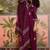 Wine printed kurta with trousers & dupatta set