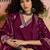Wine printed kurta with trousers & dupatta set
