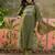Olive green plain kurta with trousers & dupatta set