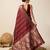 Maroon woven embellished self design pure silk kanjivaram saree with blouse