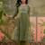 Olive green plain kurta with trousers & dupatta set