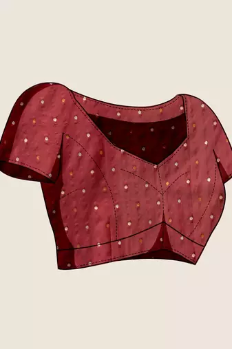 Maroon woven embellished self design pure silk kanjivaram saree with blouse