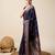 Navy blue woven embellished self design pure silk kanjivaram saree with blouse
